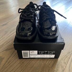 "Lincoln" Kids Black Square Toe Lace Up Tuxedo Shoes